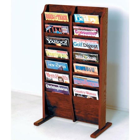 Latestluxury Cascade Free Standing 14 Pocket Magazine Rack - Black & Mahogany LA3952938